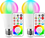 ILC Color Changing LED Light Bulb, 120 Colors, 2700K Warm White, 70 Watt Equivalent, DIY Strobe, RGB with Remote Control, LED 10W A19 E26 Screw (Pack of 2)