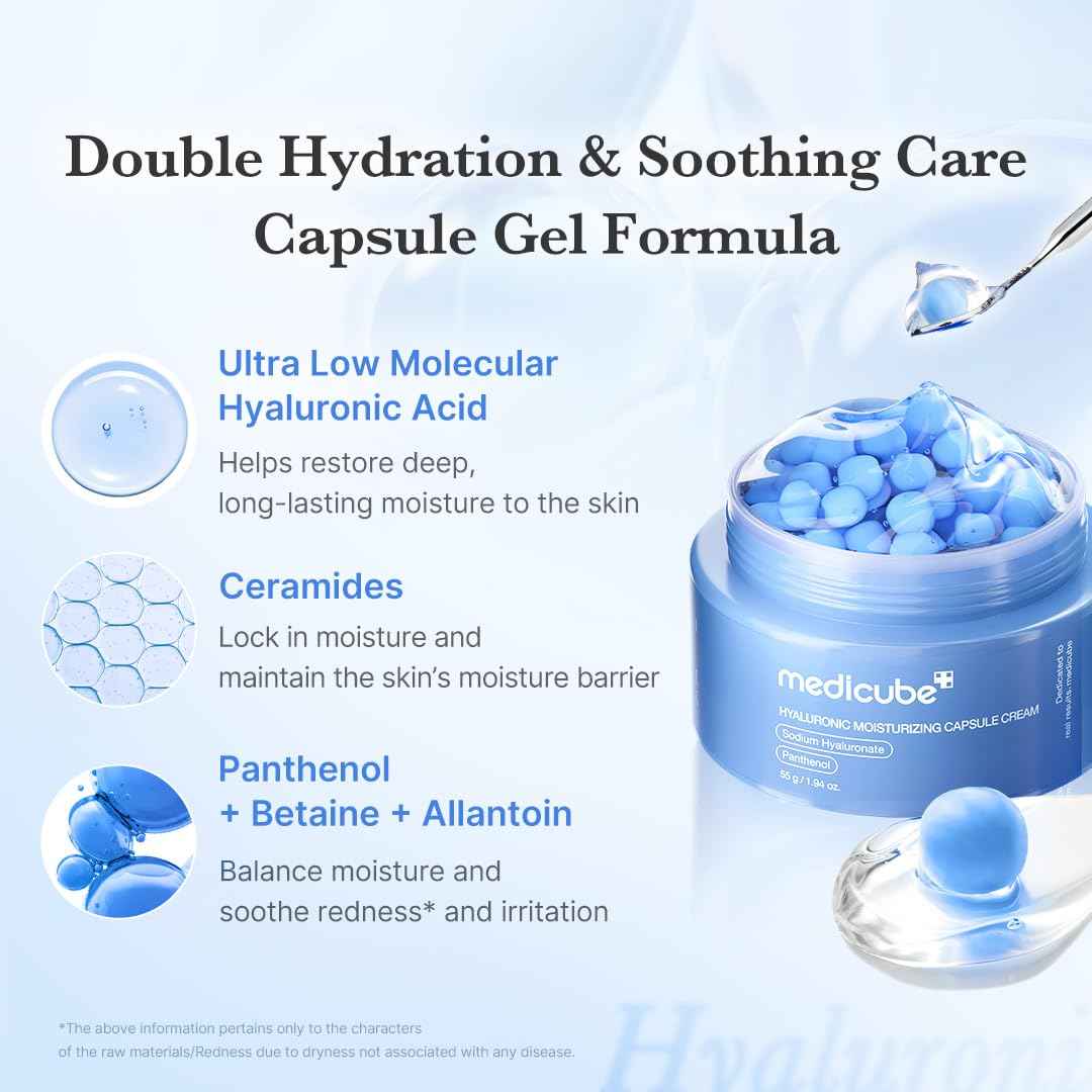 medicube Capsule Cream | 120H Lasting Hydration, Barrier Care, Calming Daily Facial Moisturizer For All Skin Types | Panthenol & Ceramides | Korean Skincare