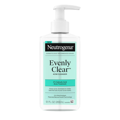 Neutrogena_Evenly_Clear_Acne_Cleanser_with_2%_Salicylic_Acid_&_2%_PHA_Exfoliant,_Gentle_Foaming_Face_Wash_Clears_Clogged_Pores_&_Blackheads_While_Visibly_Fading_Look_of_Post-Acne_Marks,_9.1_fl._oz