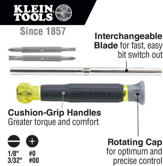 Klein_Tools_32581_4-in-1_Electronics_Screwdriver_Set_with_2_Slotted,_2_Phillips_Precision_Machined_Bits,_Ideal_for_Terminal_Blocks