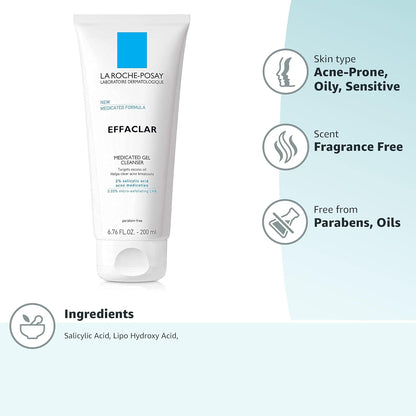 La_Roche-Posay_Effaclar_Medicated_Gel_Cleanser,_2%_Salicylic_Acid_Cleanser_+_LHA_+_Glycerin,_Foaming_Acne_Face_Wash,_Helps_Clear_&_Prevent_Acne_Breakouts,_Oil_Free,_Targets_Excess_Oil