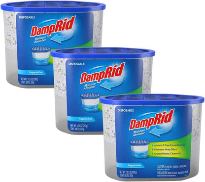DampRid Fragrance Free Disposable Moisture Absorber – Attracts & Traps Excess Moisture, Eliminates Musty Odors, Creates Fresher, Cleaner Air White