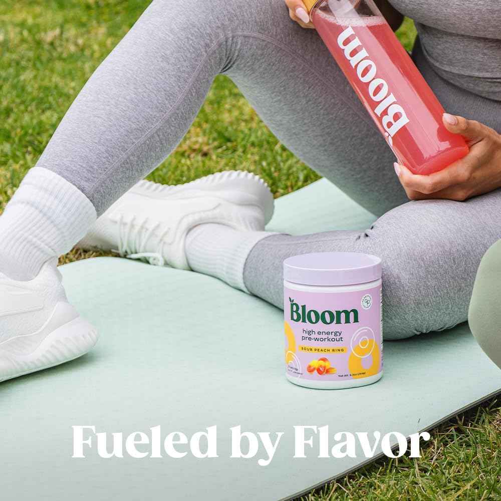 Bloom Nutrition High Energy Pre Workout with Beta Alanine, Ginseng and L Tyrosine for Amino Energy, Natural Caffeine Powder from Green Tea Extract, Keto, Sugar Free Drink Mix