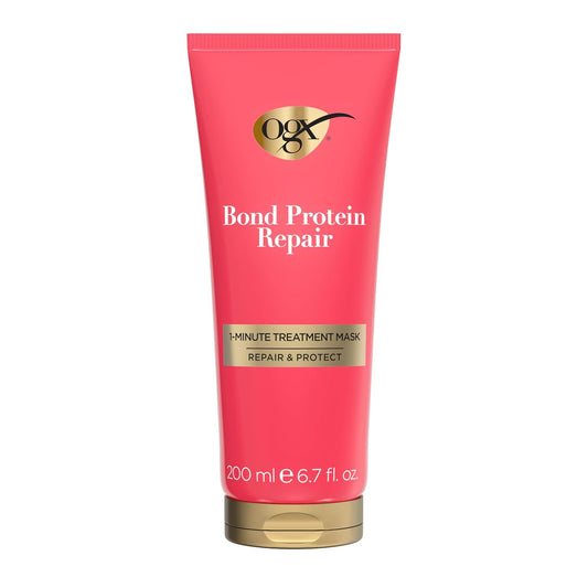 OGX_Repair_&_Protect_Bond_Protein_Repair_1-Minute_Treatment_Mask,_Deep_Conditioning_Hair_Mask_Rapidly_Repairs_for_Shiny,_Smooth_Hair_That_Lasts_Between_Washes,_6.7_fl._oz