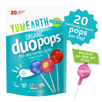 YumEarth_Organic_Duo_Pops,_Lollipops_with_Fruit_Chew_Centers_-_Allergy_Friendly_(Top_9_Free),_No_Artificial_Dyes_or_Flavors,_Non_GMO,_Gluten_Free,_Vegan_Candy_Snacks_-_20_Individually_Wrapped_Pops