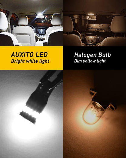 AUXITO_194_LED_Bulbs_for_License_Plate_Light_168_175_2825_W5W_T10_24-SMD_3014_Chipsets_6000K_White_for_Car_Dome_Door_Map_Dash_Courtesy_Cargo_License_Plate_Lights,_Pack_of_2