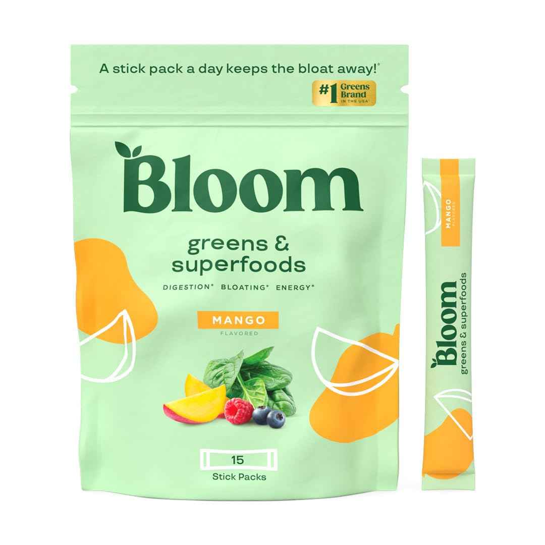 Bloom Nutrition Superfood Greens Powder, Digestive Enzymes with Probiotics and Prebiotics, Gut Health, Bloating Relief for Women, Chlorella, Green Juice Mix with Beet Root Powder