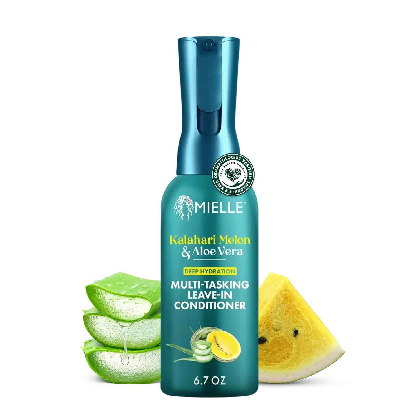 Mielle Organics Kalahari Melon & Aloe Vera Multi-Tasking Leave In Conditioner Spray - 3-in-1 Hair Detangler Spray, Curl Refresher & Moisturizer for Dry, Curly & Textured Hair, 6.7 Ounce