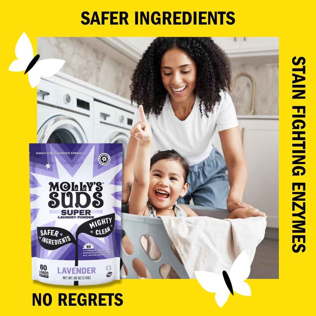 Molly's Suds Super Powder Detergent | Extra Strength Laundry Soap, Stain Fighting | Sensitive Skin | Simple, Effective Ingredients