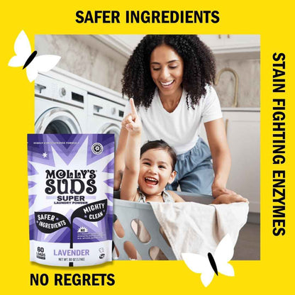 Molly's Suds Super Powder Detergent | Extra Strength Laundry Soap, Stain Fighting | Sensitive Skin | Simple, Effective Ingredients