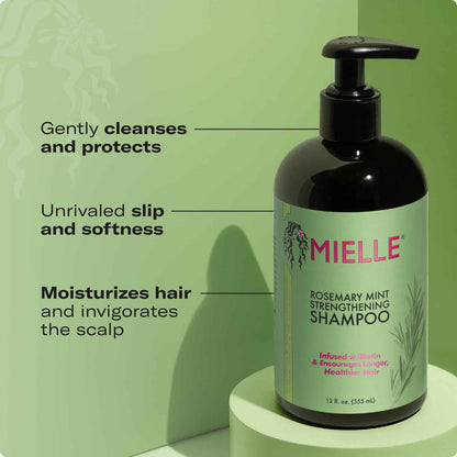 Mielle Organics Rosemary Mint Hair Strengthening Biotin Shampoo - Moisturizing Hair Shampoo for Women and Men to Gently Cleanse, Repair & Protect Strands