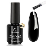 Beetles Gel Base and Top Coat Set - Upgrade No Wipe Extra Glossy Top Coat Finish for Gel Nail Polish, Soak Off UV/LED Lamp Needed, Essentials for Long-Lasting Manicure Kit