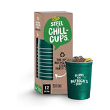 16 oz. Party Cups 'St. Patrick's Day' Clover Design for Cold Drinks, Durable, Disposable, Recyclable, Made in USA, Green, 12 Count