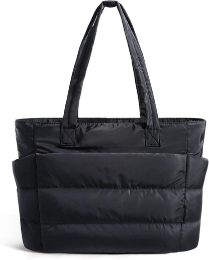 BAGSMART_Tote_Bag_for_Women,_Lightweight_Puffy_Tote_Bag_with_Compartments_Shoulder_Bag_Handbag_for_Travel,_Work,_Gym_|_Lightweight,_Puffy,_Quilted,_for_Travel,_Work
