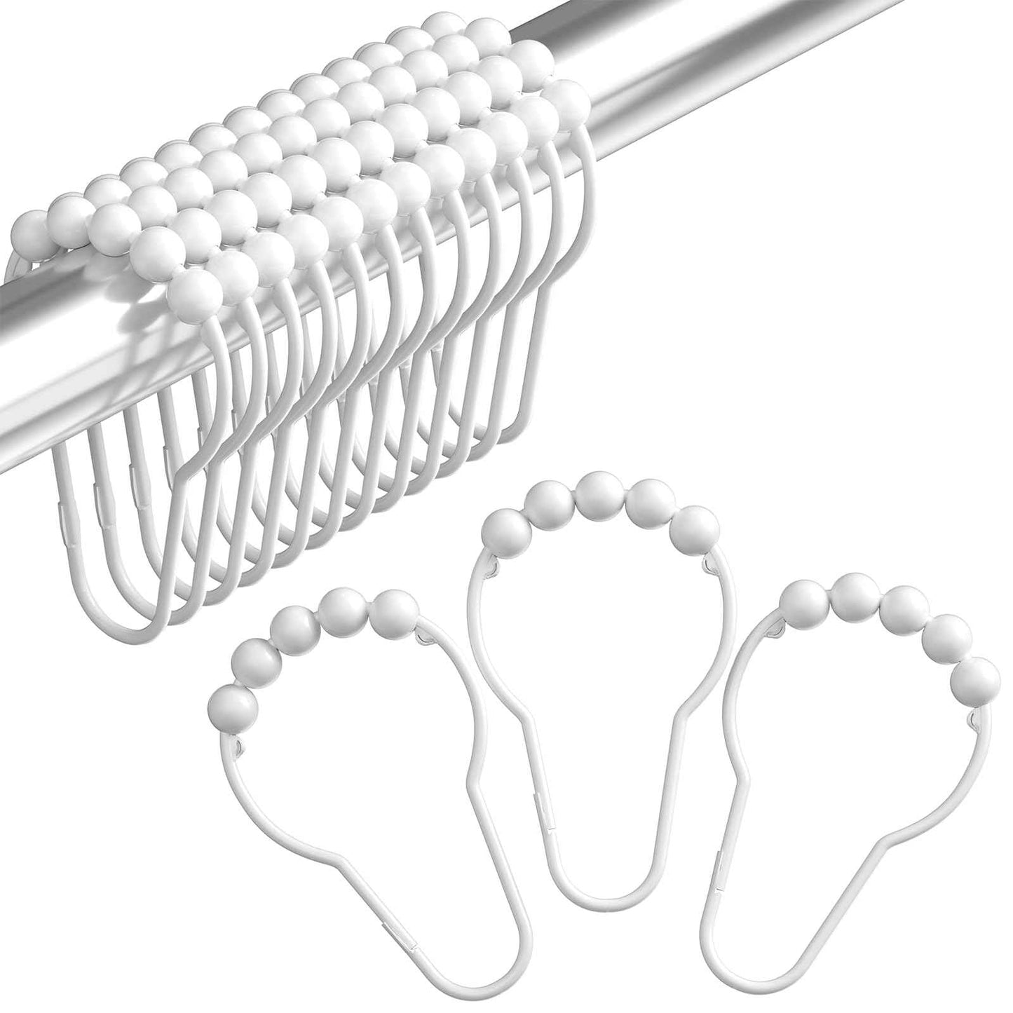 Amazer Shower Curtain Hooks, Decorative Shower Curtain Hooks, Shower Hooks for Shower Curtain Rust Proof Stainless Steel Shower Curtain Hooks