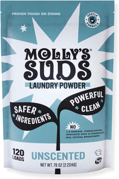 Molly's Suds Original Laundry Detergent Powder | Clean Laundry Detergent Powder for Sensitive Skin | Simple, Effective Ingredients, Stain Fighting