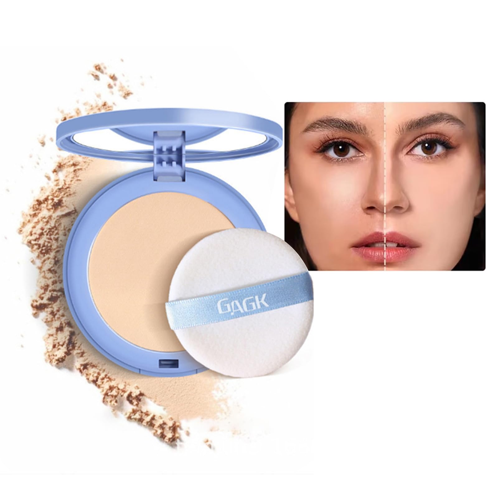 Zjydx Gagk Matte Perfection Pressed Powder, Waterproof Face Powder, Summer Oil Control Setting Powder, Lightweight Facial Makeup for Soft Focus Finish(#01 CLASSIC IVORY)