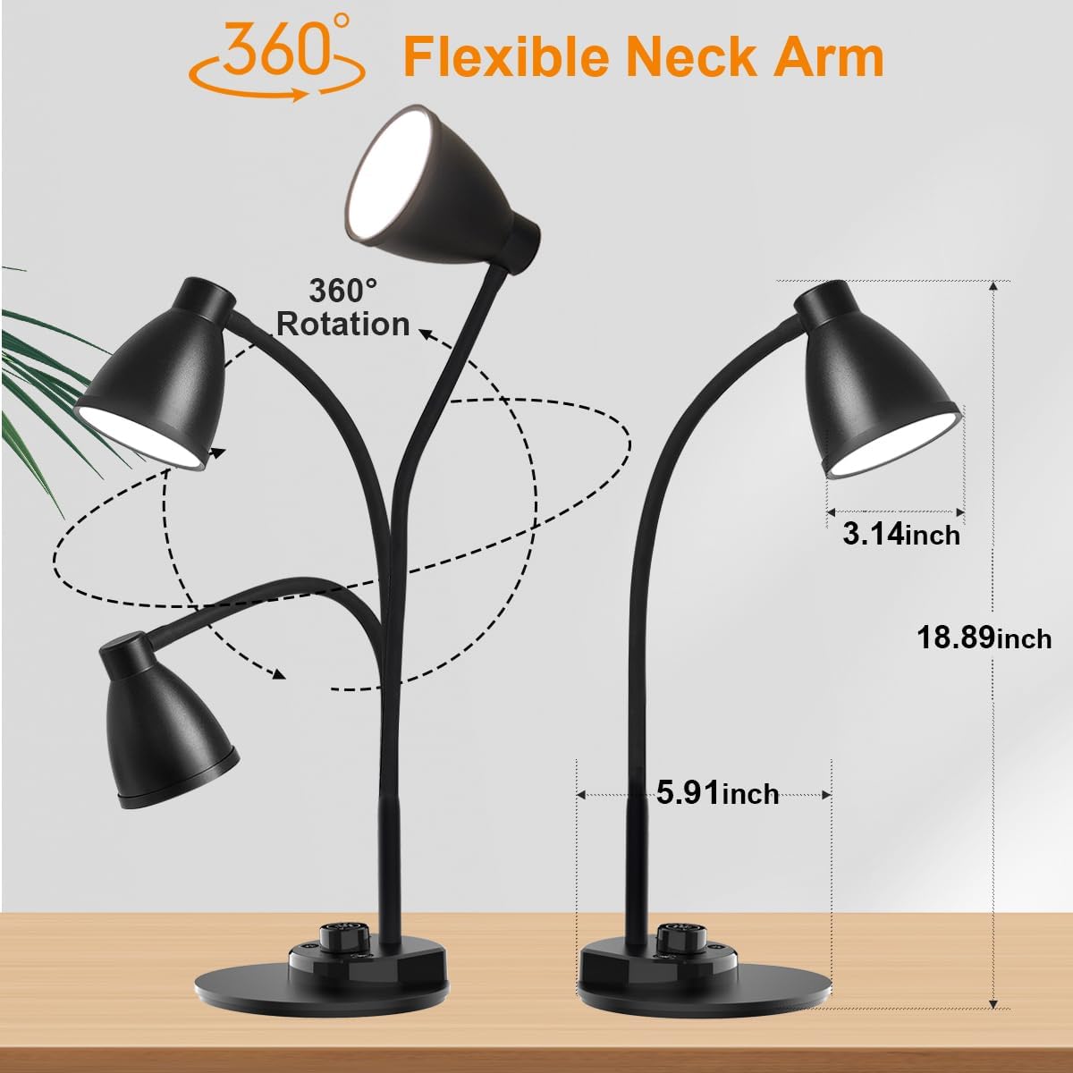 BOHON_LED_Desk_Lamp_with_USB_Charging_Port_3_Color_Modes_Dimmable_Reading_Light_Intelligent_Induction_Auto_Dimming_Task_Lamp_Neck_Flexible_Table_Lamp_for_Bedside_Office,_AC_Adapter_Include