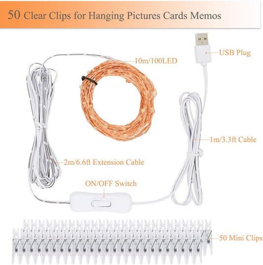 Decute_100_LED_50_Photo_Clips_String_Lights_Holder_33FT_Starry_Fairy_Lights_for_Hanging_Pictures_Cards_Memos_USB_Powered_with_Switch_Perfect_for_Bedroom_Wedding_Dorm_Christmas_Decor_(Warm_White)