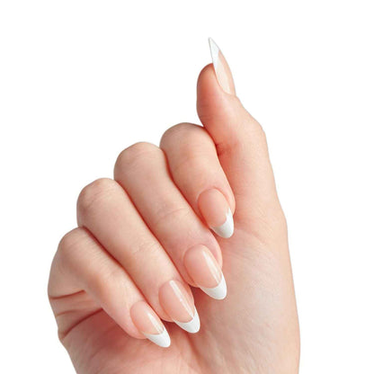 KISS Classy, Press On Nails, Nail glue included, White, Medium Size, Almond Shape, Includes 28 Nails, 2g glue, 1 Manicure Stick, 1 Mini File