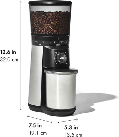 OXO Brew Conical Burr Coffee Grinder, Stainless Steel Burrs, One-Touch Automatic Smart Grind
