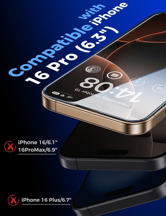 MAGIC_JOHN_2_Pack_for_iPhone_16_Pro_[6.3_inch]_Tempered_Glass_Screen_Protector,_HD_Clear,_Bubble_Free,_Easy_Installation,_Auto_Dust-Elimination,_16Pro_6.3''
