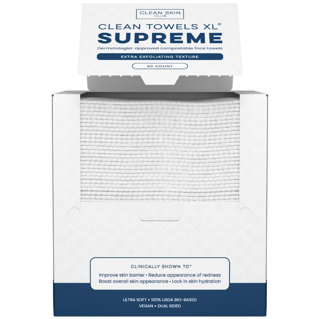 Clean_Skin_Club_Clean_Towels_XL®_Supreme,_100%_USDA_Biobased_Face_Towel,_Disposable_Face_Towelette,_Eczema_Association_Accepted,_Thicker_Textured_Dry_Wipes,_Ultra_Absorbent_&_Soft,_1_Pack,_50_Ct