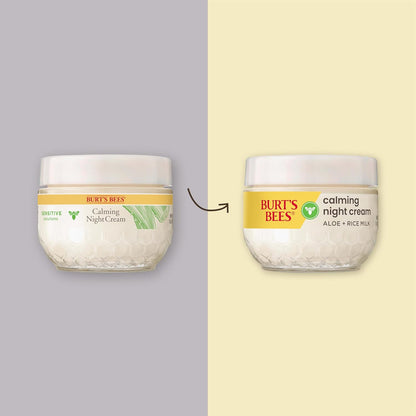 Burt's_Bees_Calming_Night_Cream_With_Aloe_and_Rice_Milk,_Face_Moisturizer_For_Sensitive_Skin_Infuses_Skin_With_Moisture_While_You_Sleep,_98.8_Percent_Natural_Origin_Skin_Care,_1.8_oz._Tub
