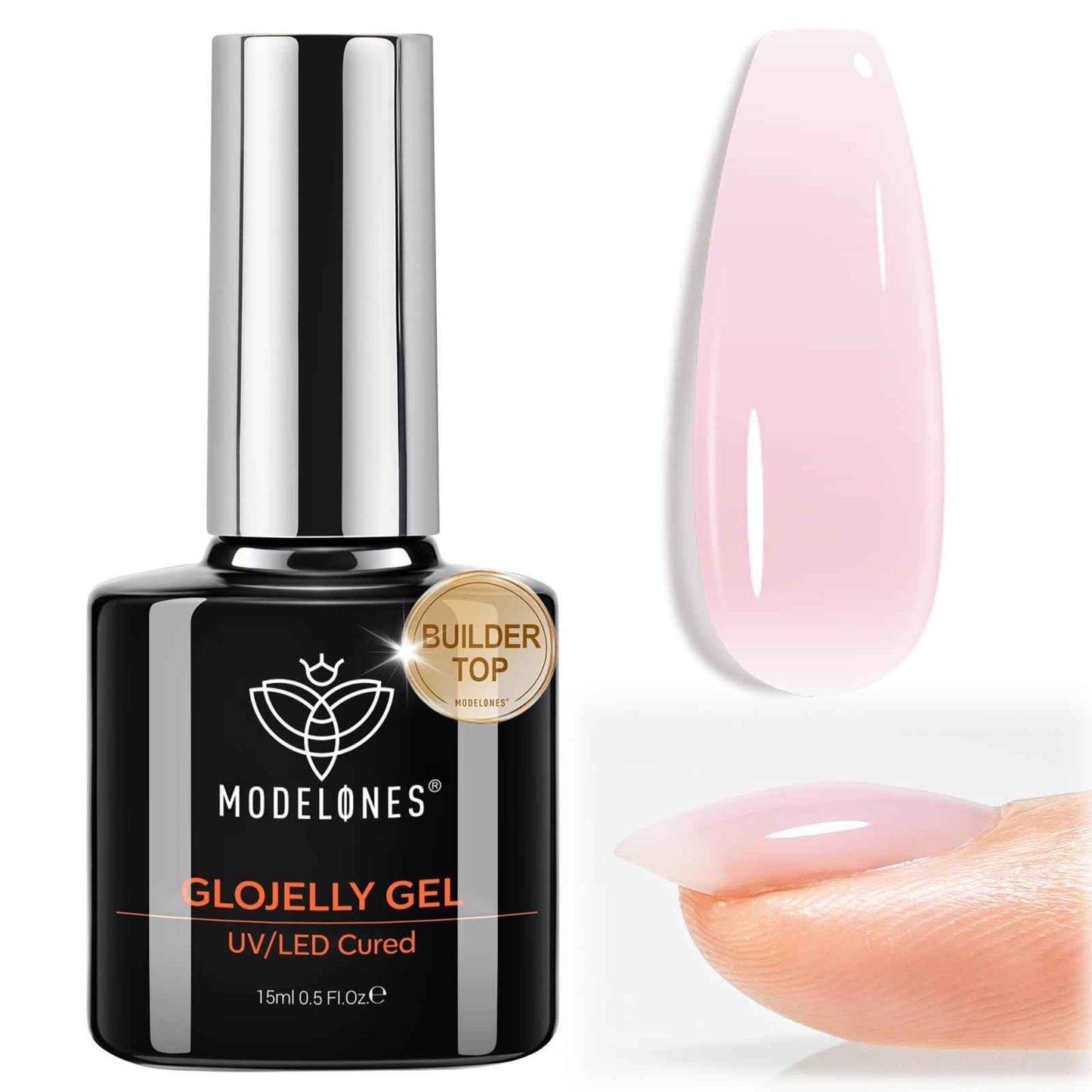 modelones Gel Top Coat, 15ml No Wipe Gel Nail Polish High Gloss Top Coat Shiny Long Lasting Clear Top for Acrylic Nails, Need U V/LED Lamp for Home DIY Gift Spring Easter's Manicure Salon