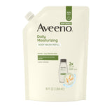 Aveeno Daily Moisturizing for Sensitive Skin + Prebiotic Oat, Gently Cleanses, Nourishes & Feels Moisturizing Dry Skin, Light Fragrance, Refill Pouch