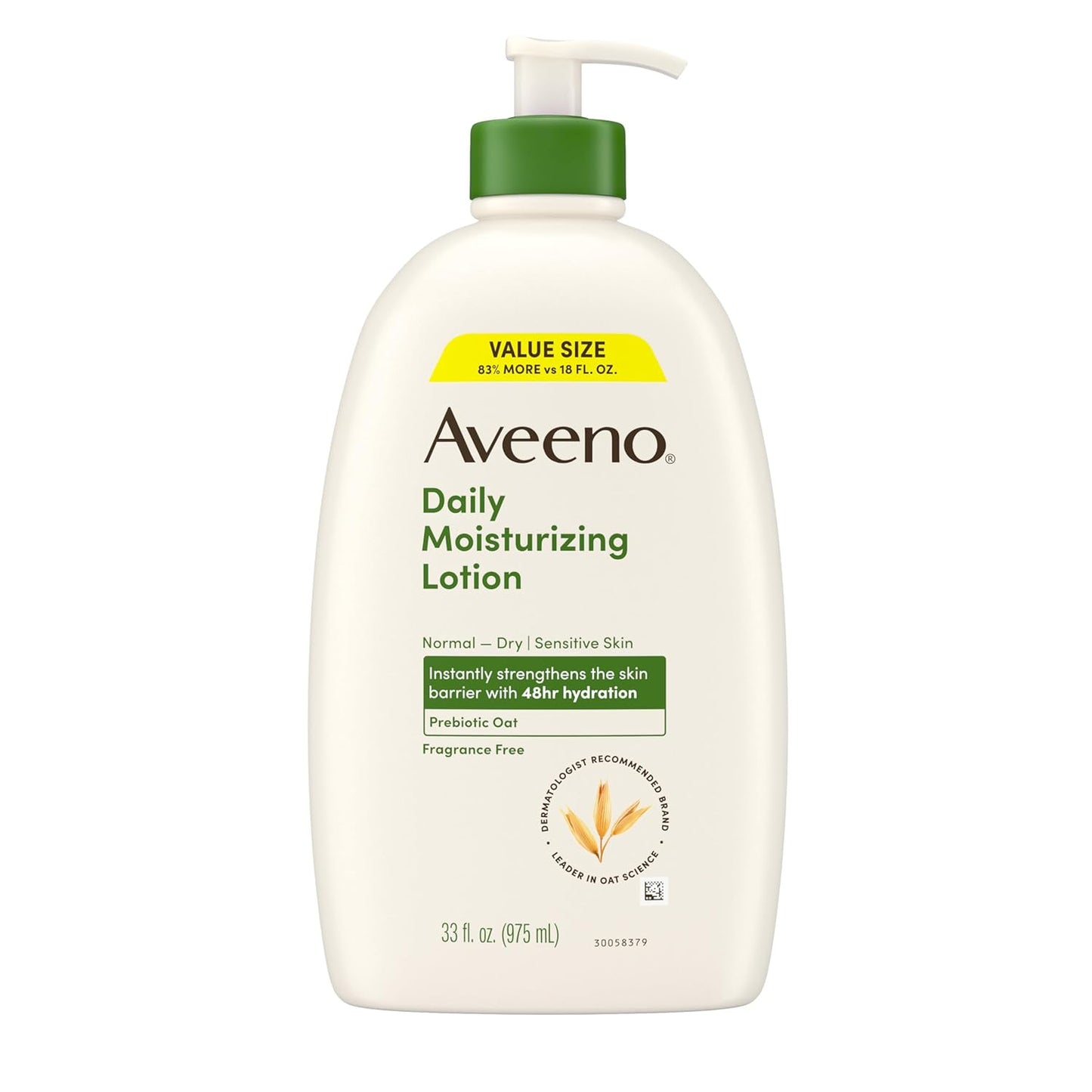 Aveeno_Daily_Moisturizing_Body_Lotion,_Fragrance-Free_Light_&_Creamy_Lotion_for_Dry,_Sensitive_Skin_With_Prebiotic_Oat_Nourishes_&_Strengthens_Skin's_Moisture_Barrier,_Value_Size,_33_fl_oz