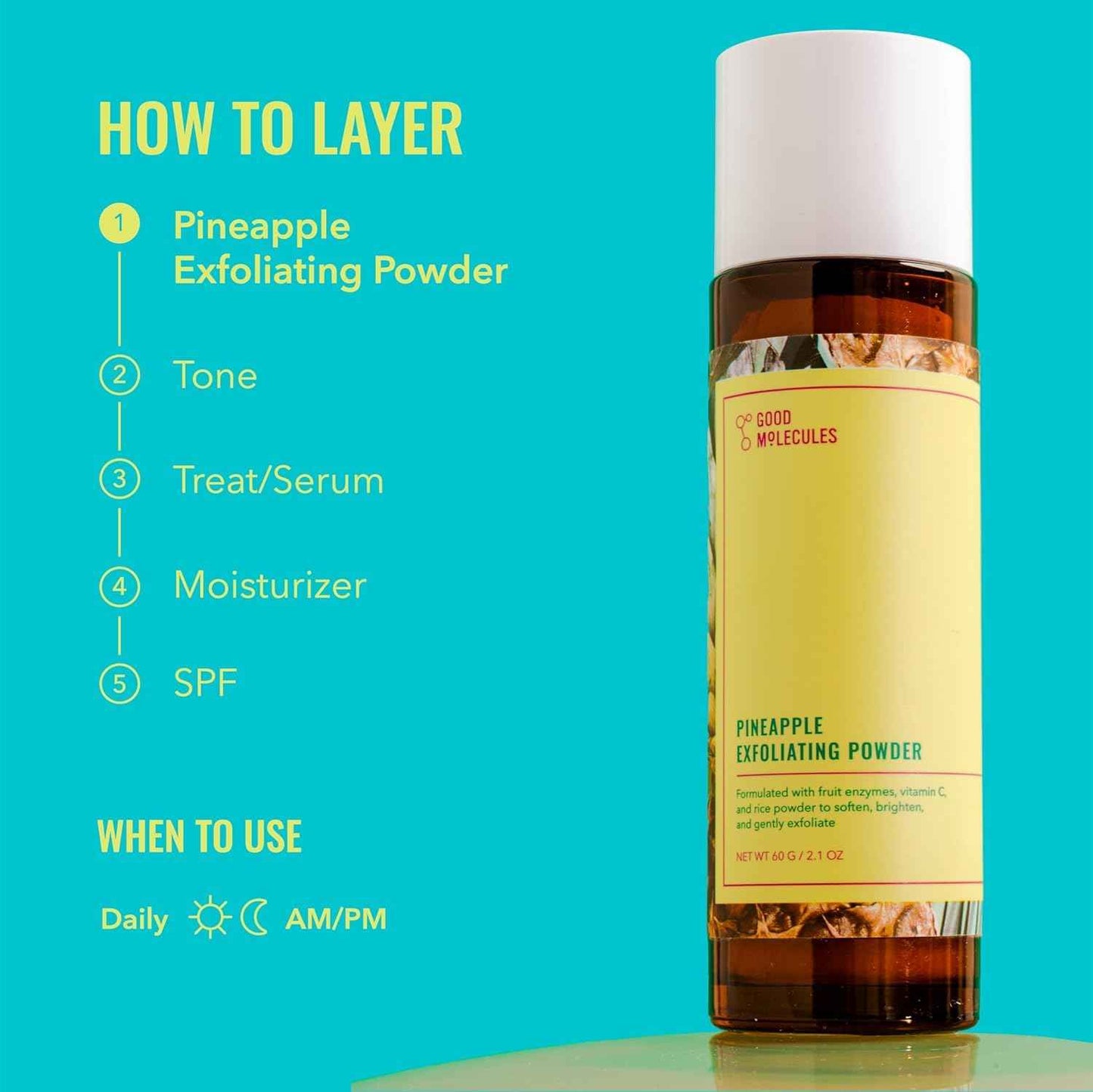 Good Molecules Pineapple Exfoliating Powder - Exfoliating Face Scrub with Natural Enzymes, Gentle Alcohol-Free Facial Cleanser, Skin Care for Face