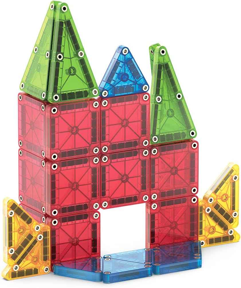 Magna-Tiles microMAGS 26-Piece Travel Magnetic Construction Set – Bold Colors, The Magnetic Building Brand