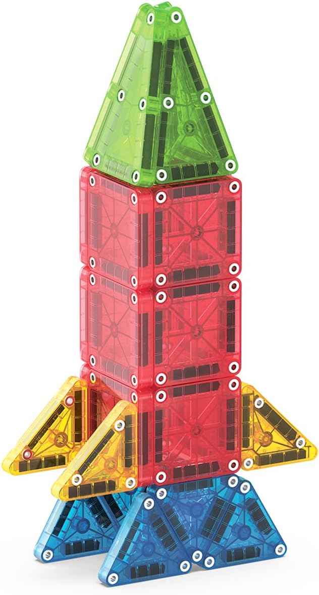 Magna-Tiles microMAGS 26-Piece Travel Magnetic Construction Set – Bold Colors, The Magnetic Building Brand