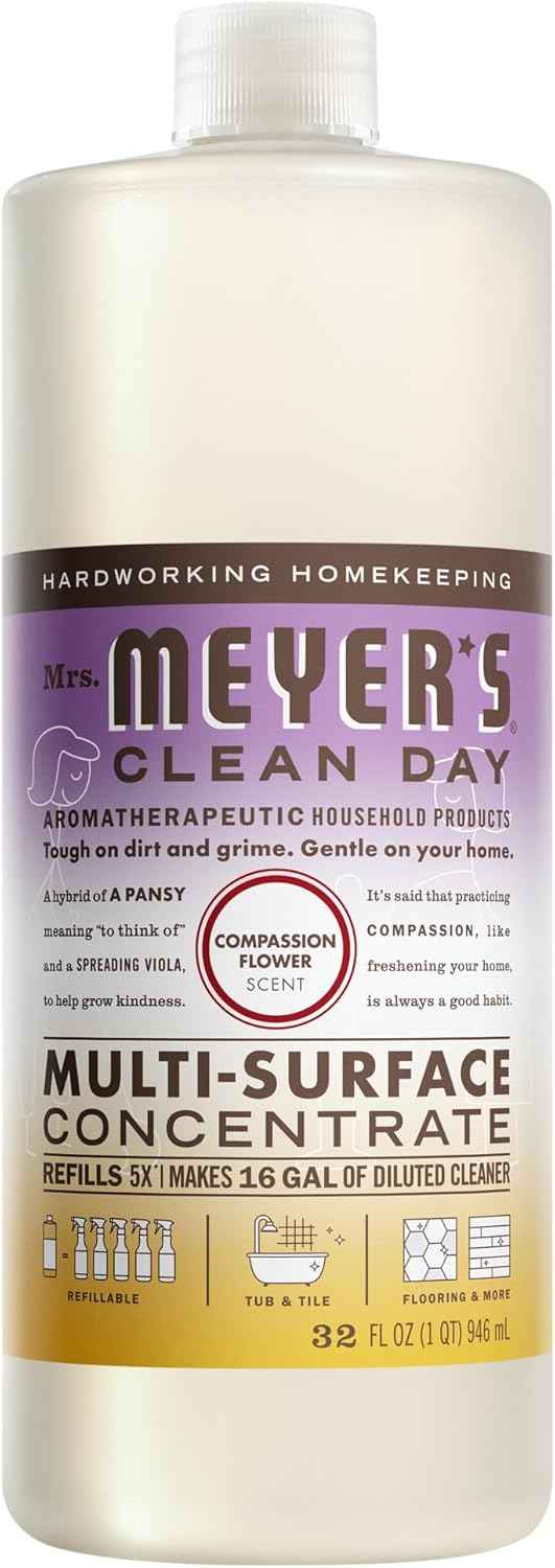 Mrs. MEYER'S CLEAN DAY Multi-Surface Everyday Concentrate, Compassion Flower Scent, 32 Fl Oz Bottle