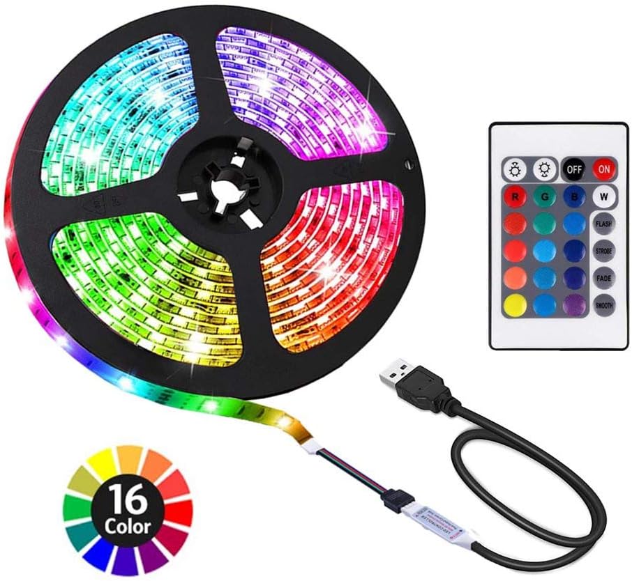 ACONDE_6.56_feet/9.84_feet_USB_LED_Strip_Lights,_DIY_Indoor_Decoration,_TV_Backlight,_24_Keys_Remote