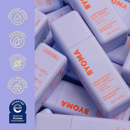 BYOMA Moisturizing Rich Cream - Barrier Repair Cream Face Lotion with Bakuchiol & Shea Extract - Ceramide Face Moisturizer for Dry Skin - Anti Wrinkle, Alcohol Free Face Moisturizer