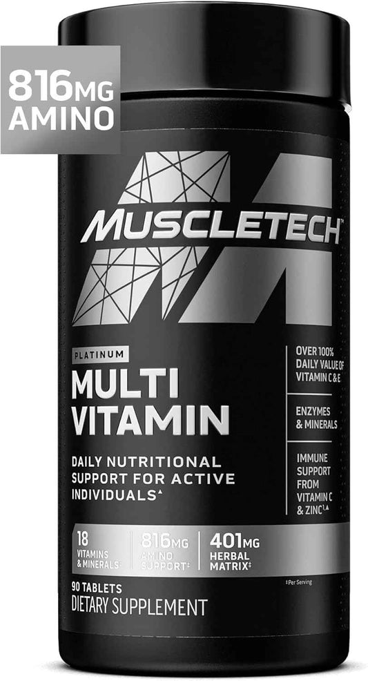 MuscleTech Platinum Multivitamins for Men & Women - Multi-Vitamin Supplement for Immune Support - 18 Vitamins & Minerals, Vitamin A C D E B6 B12 - Daily Workout Supplements for Men