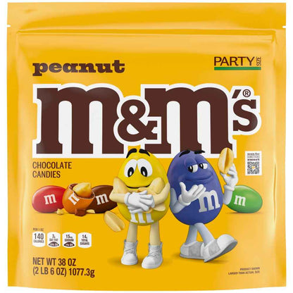 M&M'S Peanut Milk Chocolate Candy Bulk Pack, Party Size, 38 oz Bag