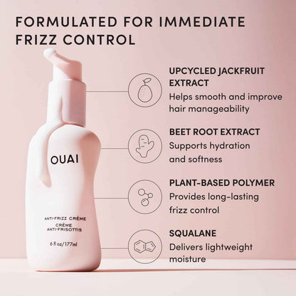 OUAI Anti Frizz Cream - Moisturizing Hair Cream with Frizz Control & Heat Protection - Provides Lasting Hydration with Jackfruit & Beetroot Extract - Paraben, Phthalate & Sulfate Free