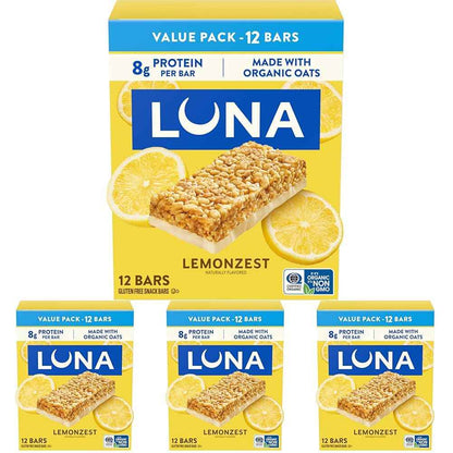 LUNA Bar - LemonZest Flavor - Gluten Free Snack Bars - Non-GMO - Protein Bars - Made with Organic Oats
