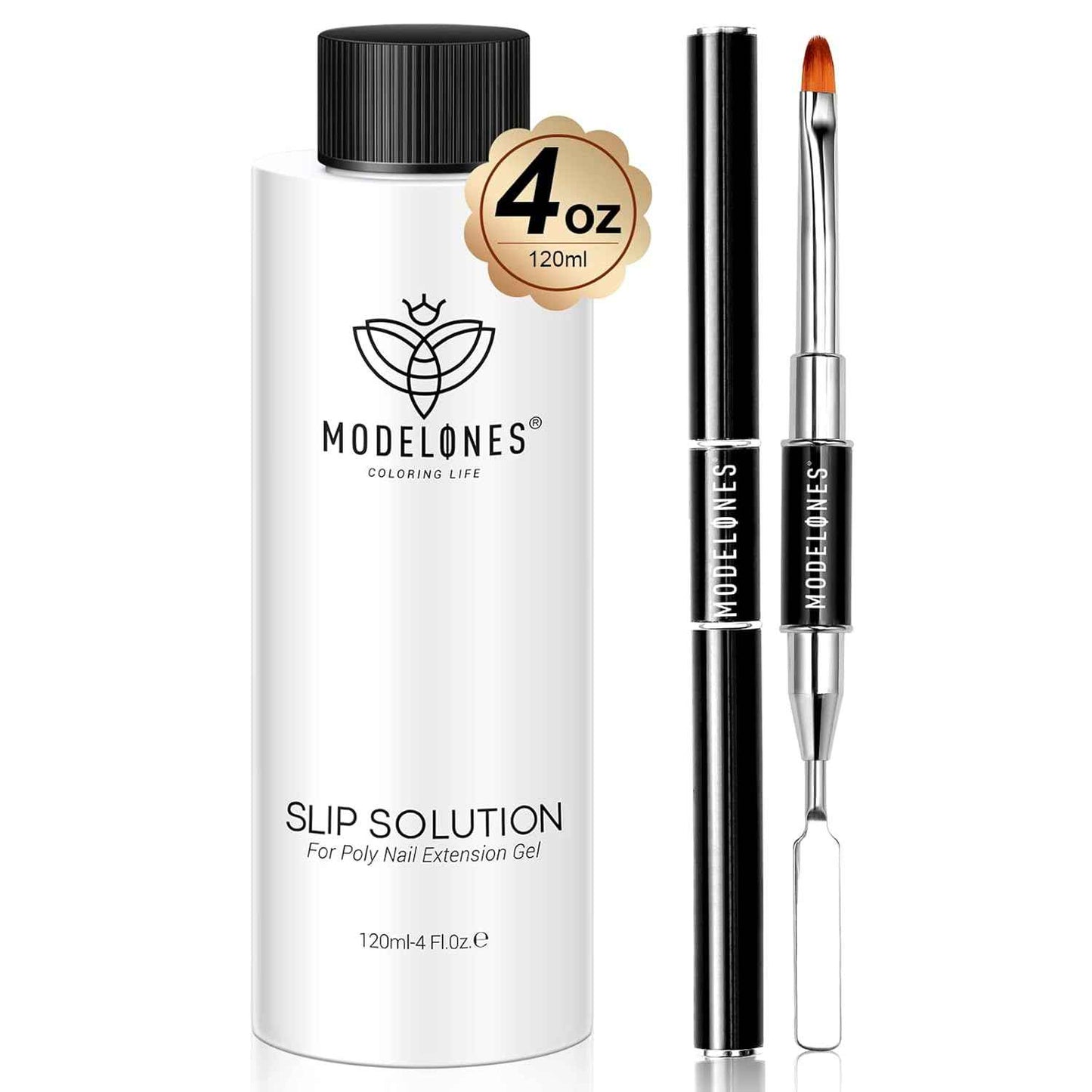 Modelones Poly Extension  with Dual-Ended Nail Brush Anti-Stick Liquid Brushes Cleaning Easy Spread for Beginner