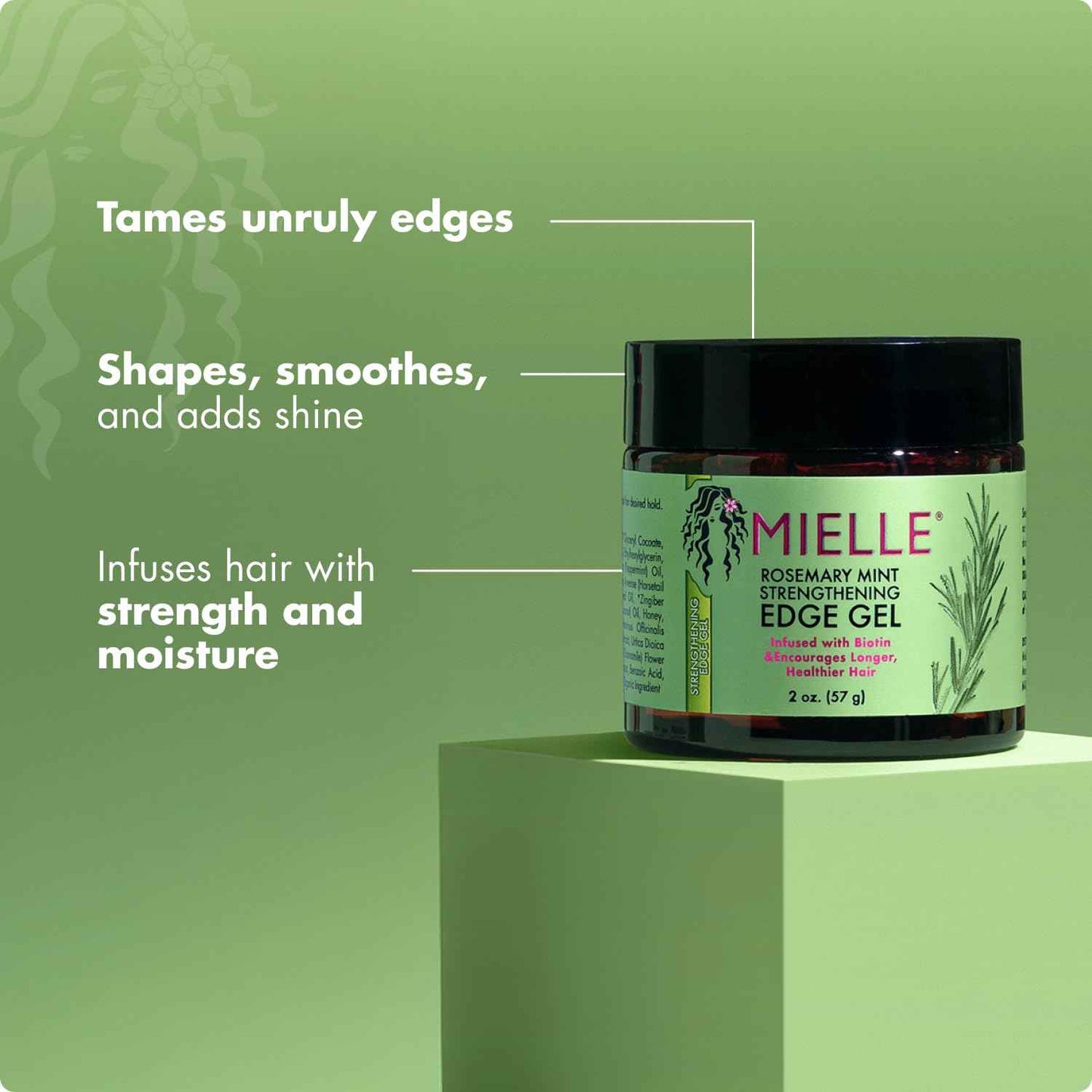 Mielle Organics Edge Control Gel - Strong Hold Hair & Edge Gel for Women & Men - Infused with Biotin, Coconut & Babassu Oil to Encourage Longer, Healthier Hair
