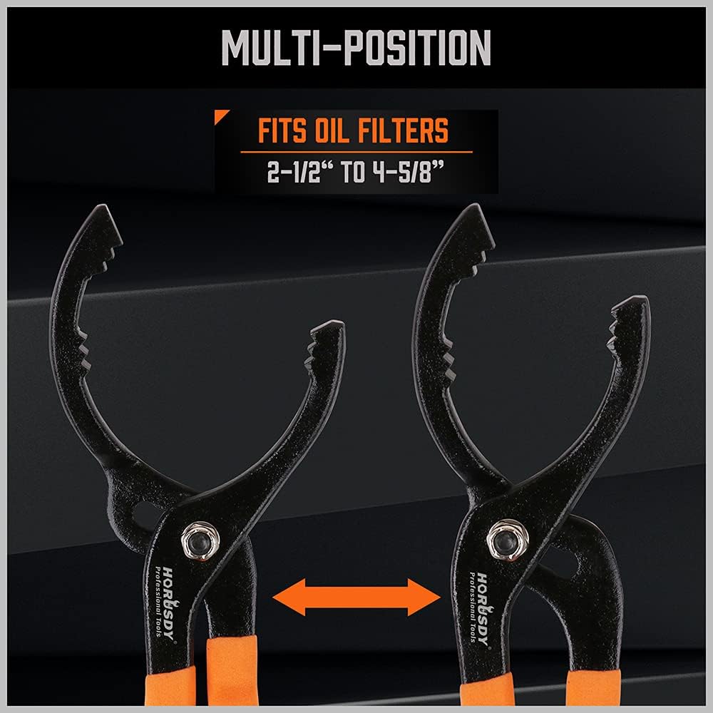 HORUSDY_12"_Adjustable_Oil_Filter_Pliers,_Adjustable_Oil_Filter_Wrench_Removal_Tool_(Orange)