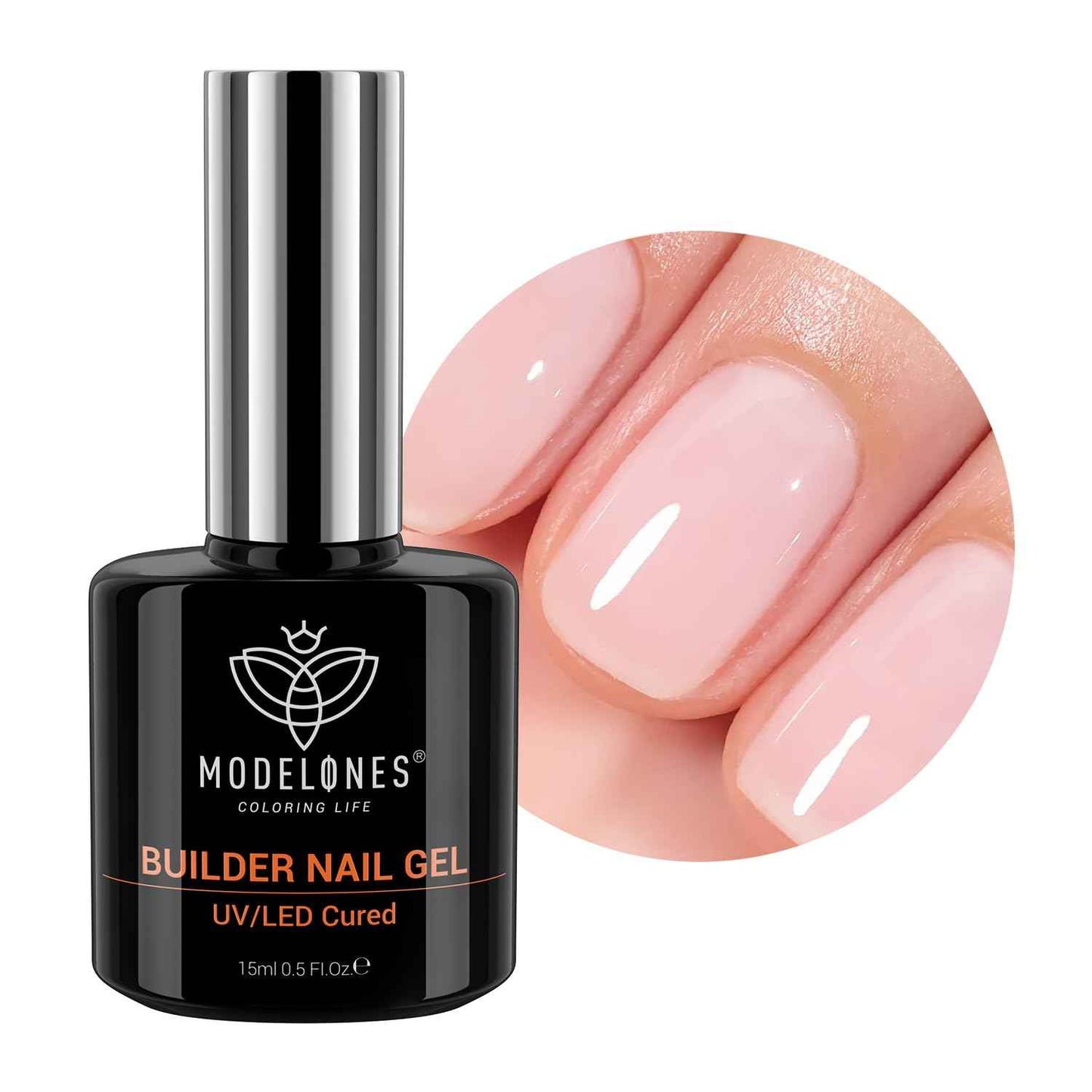 modelones Builder Nail Gel, 7-in-One Clear Builder for Nails, LED Lamp Cured Color Rubber Base Gel Polish Coat Strengthener Thickening Extension Rhinestone Glue in a Bottle for DIY Home Salon Gifts