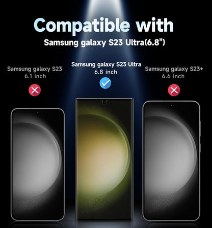 MAGIC_JOHN_2_Pack_for_Samsung_Galaxy_S23_Ultra_Screen_Protector_[PET_Film_Material_Not_Glass]_6.8_inch,[100%_Fingerprint_ID_Compatible]_Easy_Installation_Tray,_Shock-Resistant,_3D_Curved,_Bubble_Free,_Scratch_Proof,_HD_Clear,_Case_Friendly
