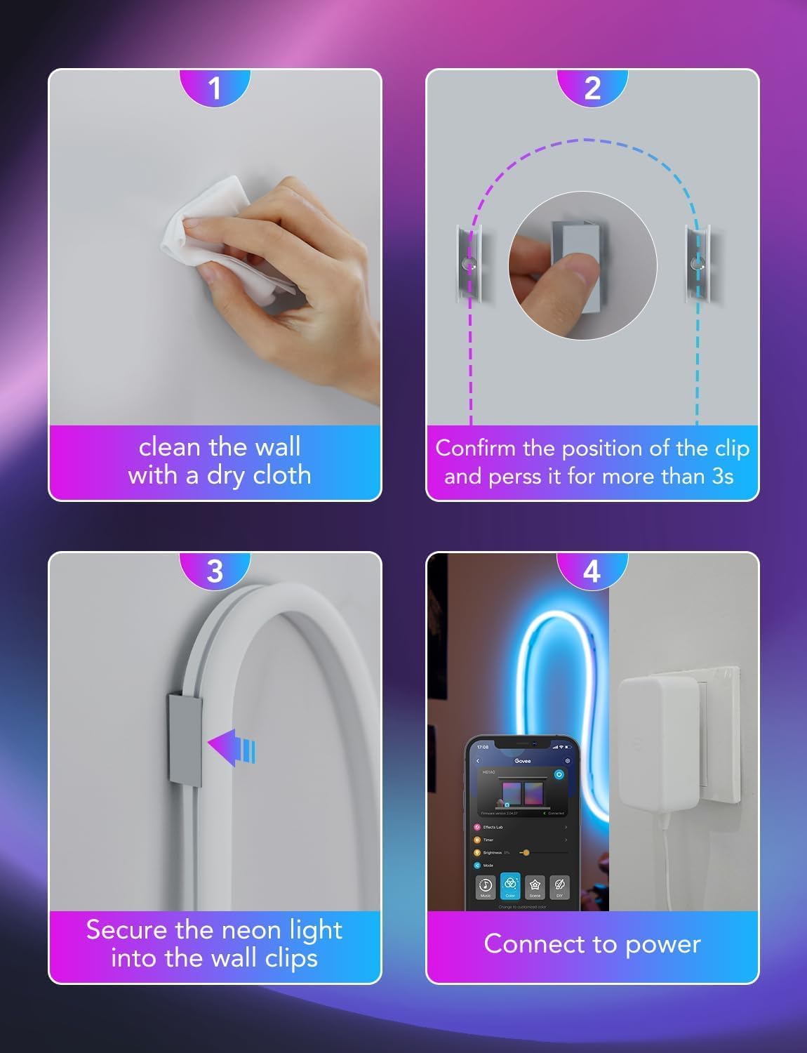 Govee_RGBIC_Neon_Rope_Light_Plastic_and_Metal_Mounting_Brackets_for_Neon_Lights_2_H61D3_&_H61D5_&_H61D6,_RGBIC_Rope_Light_Clips,_WiFi_Neon_Lights_Holders_20pcs,_(Not_Support_H61A0_&_H61A2),_White