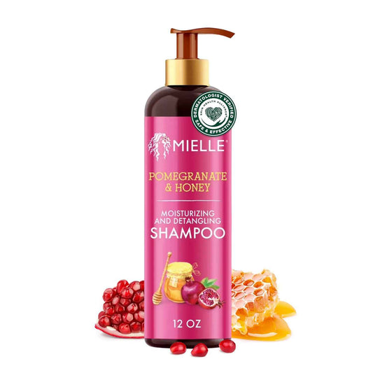Mielle Organics Pomegranate & Honey Detangling & Moisturizing Shampoo - Curly Hair Shampoo for Women - Enriched with Honey & Babassu Oil to Lift Dirt, Loosen Tangles & Retain Moisture (12 Fl Oz)