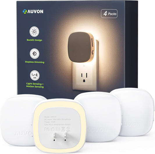 AUVON_Plug-in_LED_Backlit_Night_Light_with_Motion_Sensor_&_Dusk_to_Dawn_Sensor,_Dimmable_Warm_White/Cool_white/Amber_Nightlight_with_1-50_lm_Adjustable_Brightness_for_Bedroom,_Bathroom,_Stairs,_Hallway_(4_Pack)
