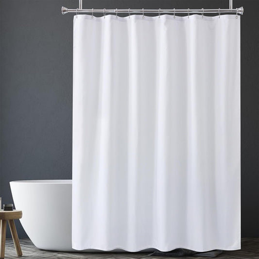 Amazer_White_Shower_Liner_Cloth_Waterproof,_White_Shower_Curtain_Liner_Fabric_with_Weighted_Stones,_Washable_Shower_Curtain_and_Liner_2-in-1,_120G_Heavy_Duty,_12_Grommet_Holes,_72_x_72_Inches